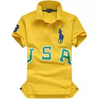 t-shirt hommes polo ralph lauren sport cotton 2013 high collar three usa yellow